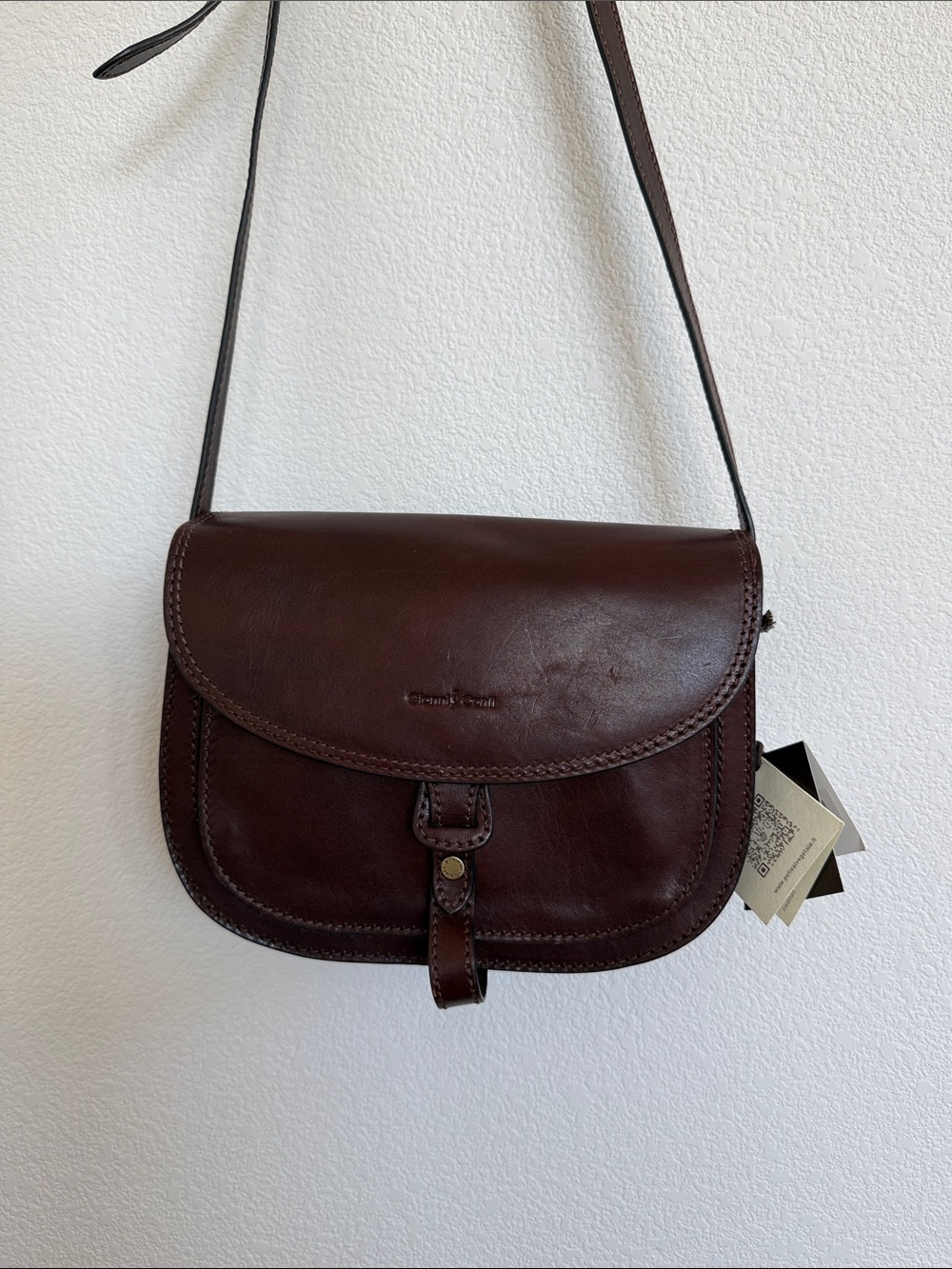 Gianni Conti Dark Brown Leather Saddle Bag
